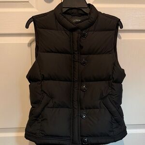 J.Crew Excursion Puffer Black Down Vest Womens  zipper and buttons size medium